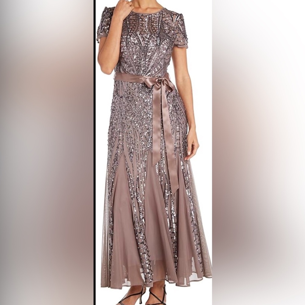 R&M Richards Blush Pink Sequin Prom Dress - Picture 1 of 10